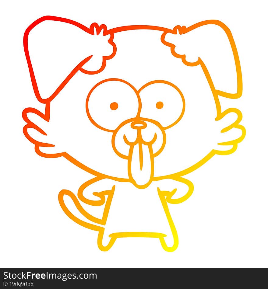 warm gradient line drawing of a cartoon dog with tongue sticking out