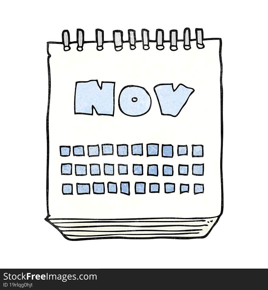 textured cartoon calendar showing month of november