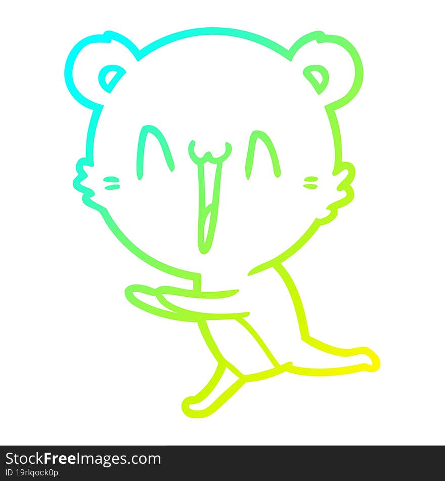 cold gradient line drawing running bear cartoon