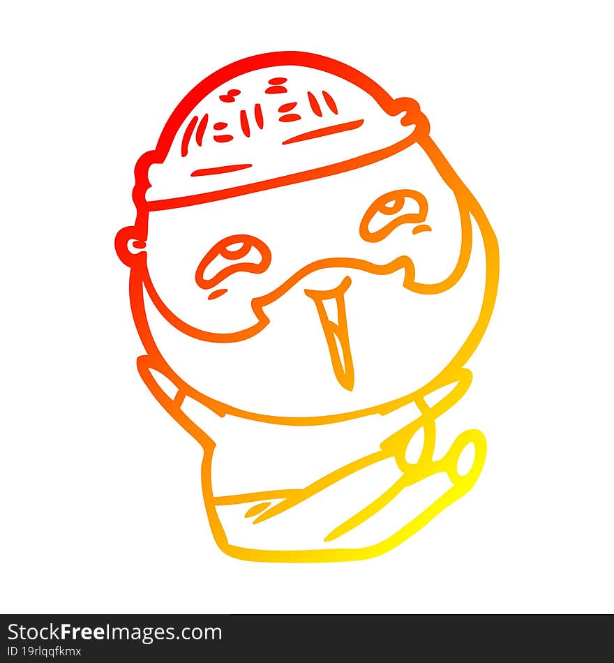 warm gradient line drawing cartoon happy bearded man