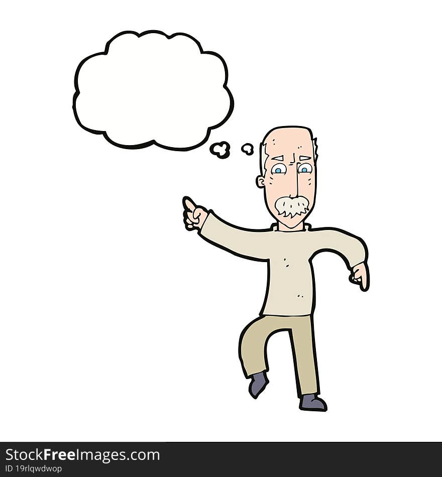 cartoon angry old man with thought bubble