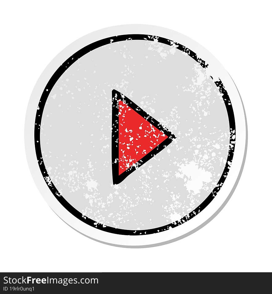 distressed sticker of a cute cartoon play button