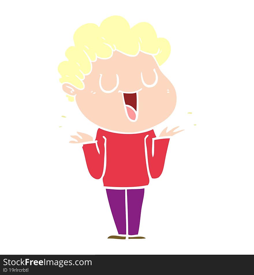 Laughing Flat Color Style Cartoon Man