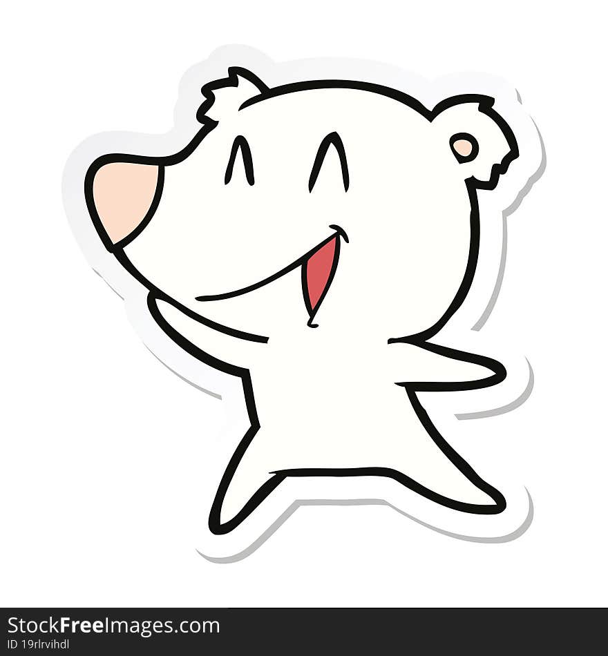 sticker of a laughing polar bear cartoon