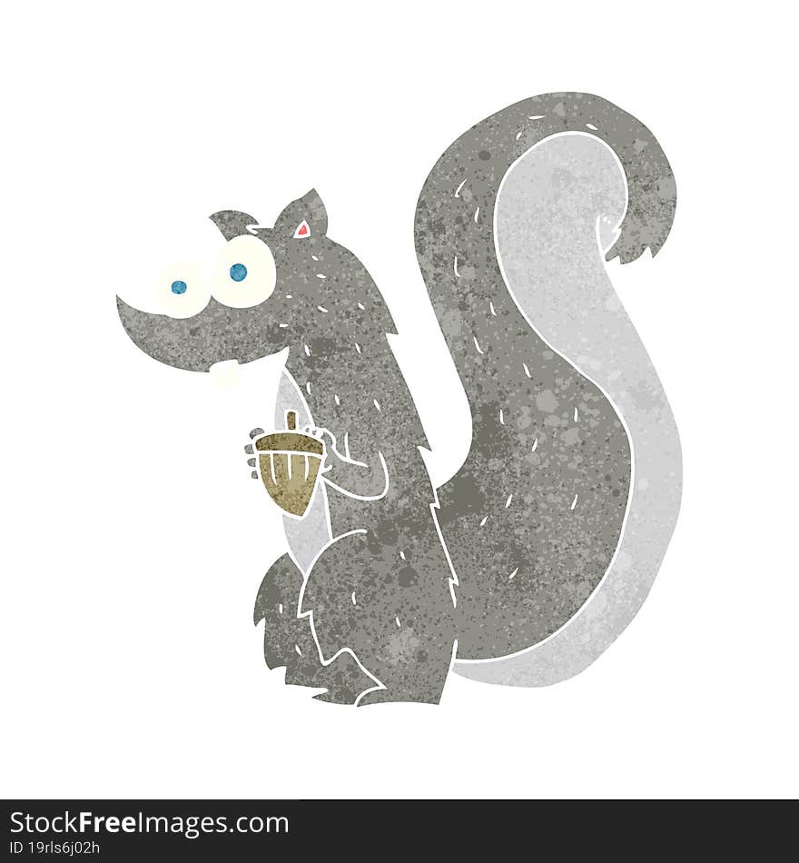 retro cartoon squirrel with nut