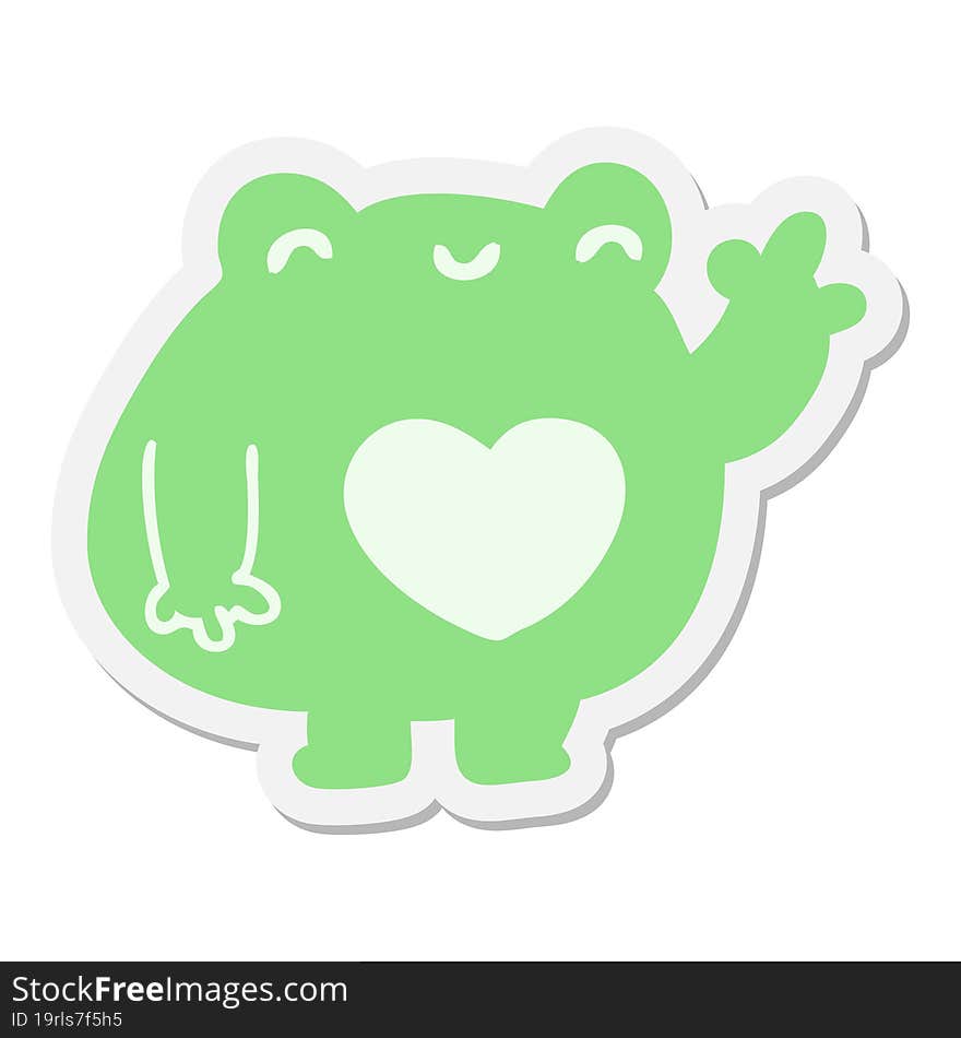 Cute Waving Frog Sticker