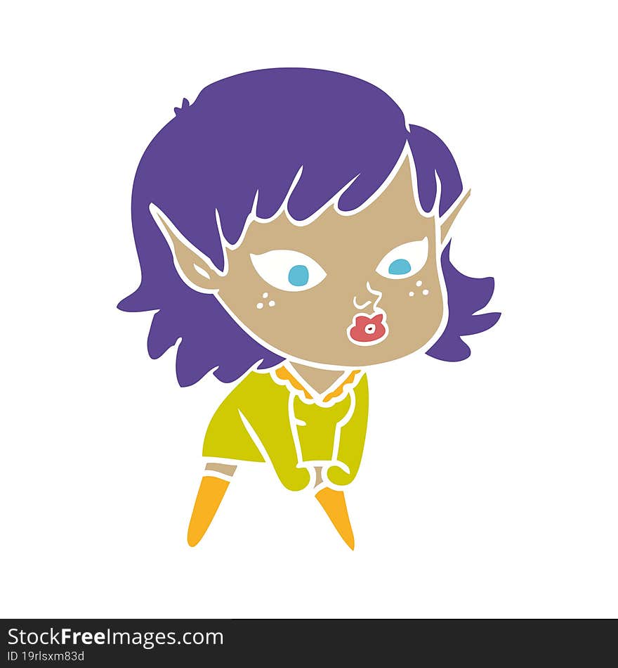 Pretty Flat Color Style Cartoon Elf Girl