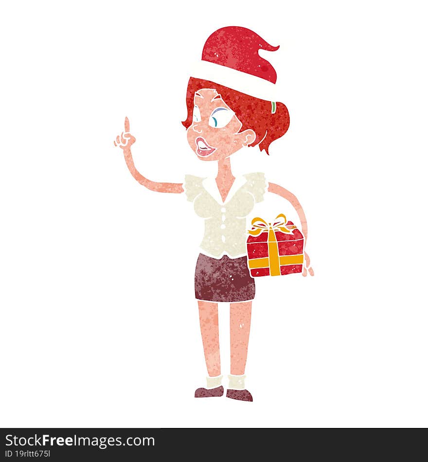 cartoon woman with present