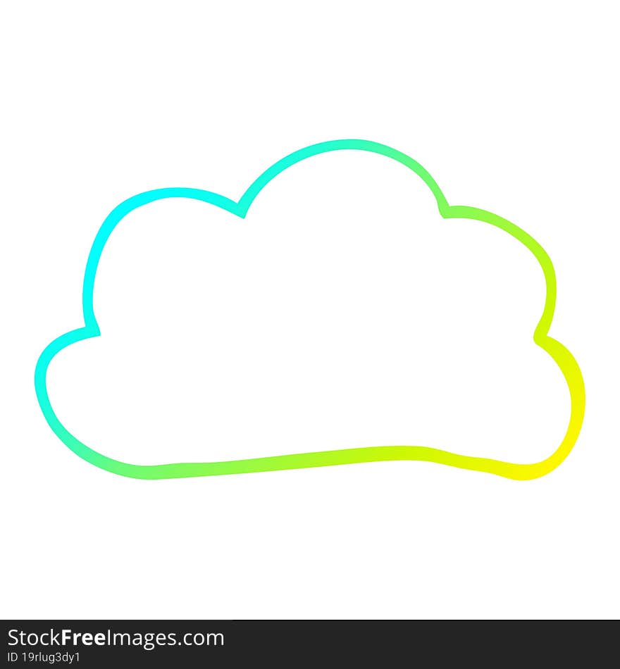 cold gradient line drawing of a cartoon weather cloud