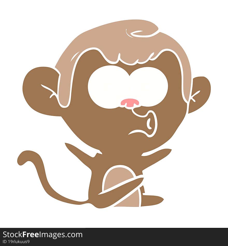 flat color style cartoon hooting monkey