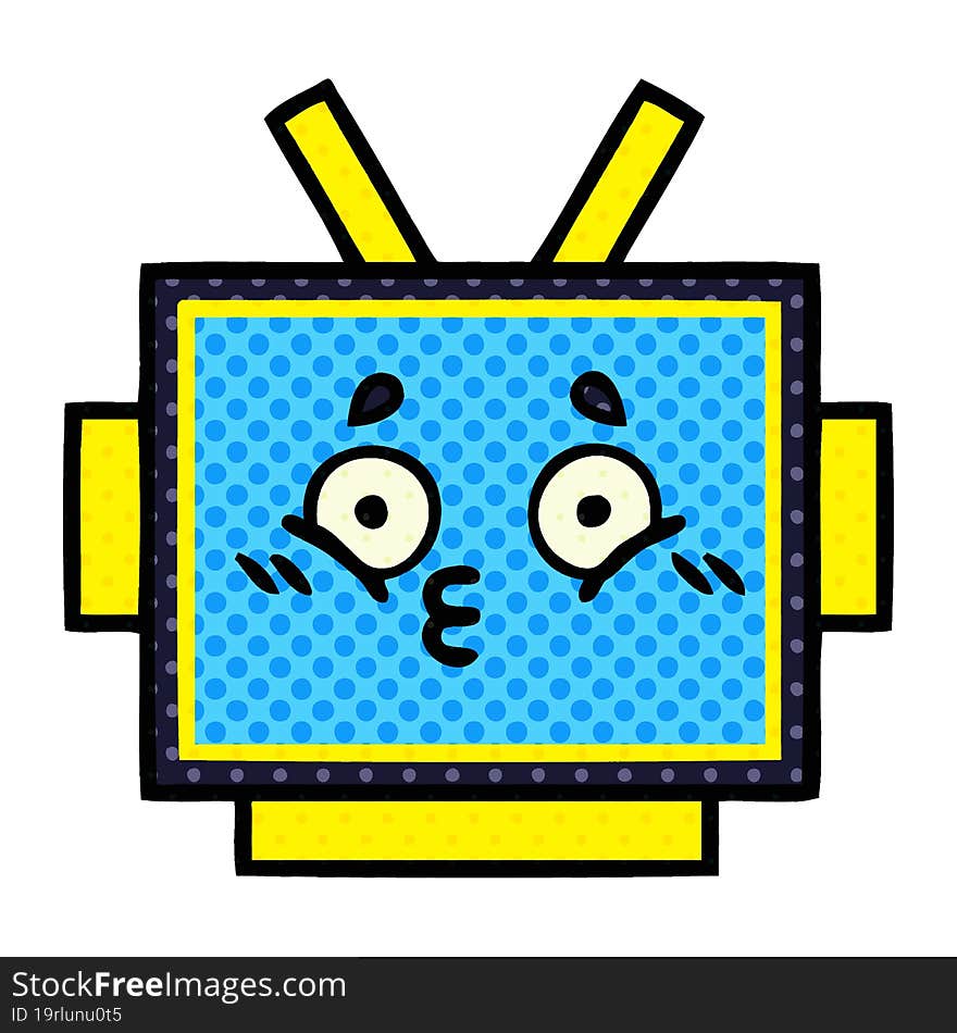 comic book style cartoon robot head