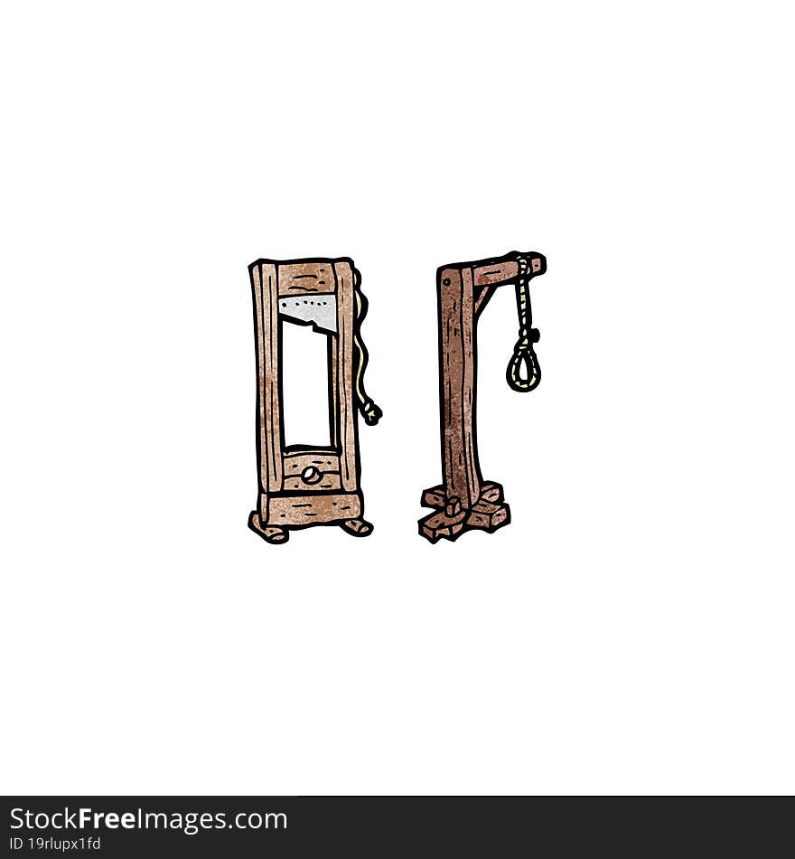 cartoon guillotine and gaols