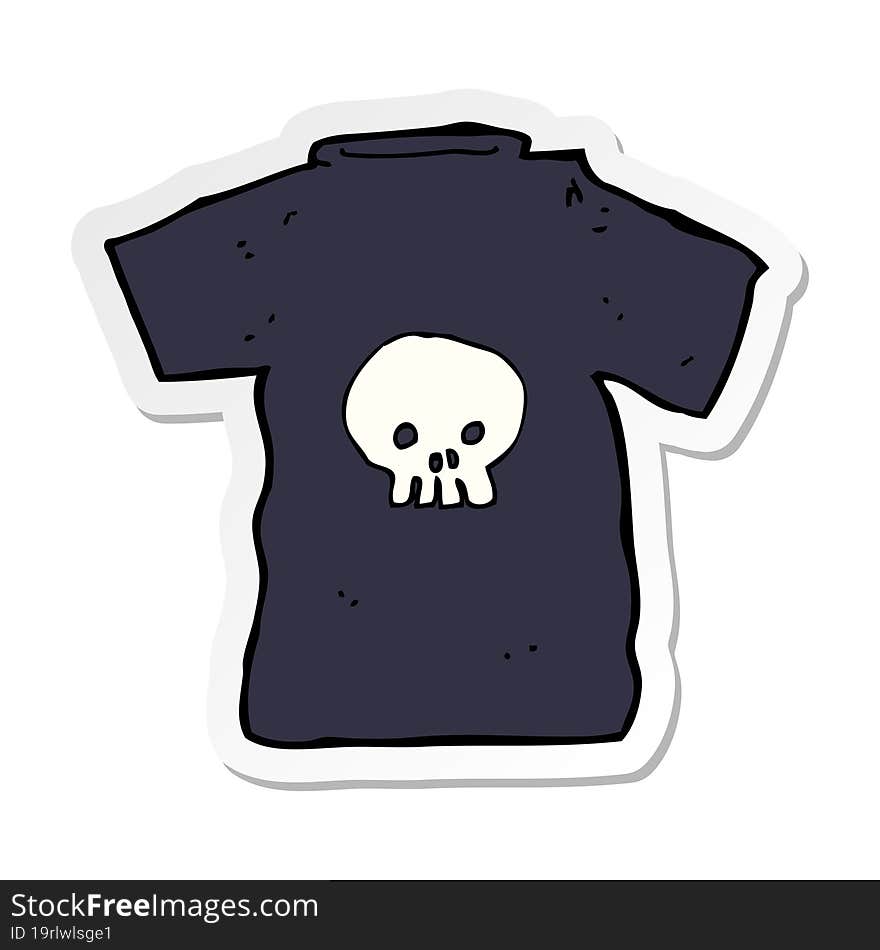 sticker of a cartoon skull tee