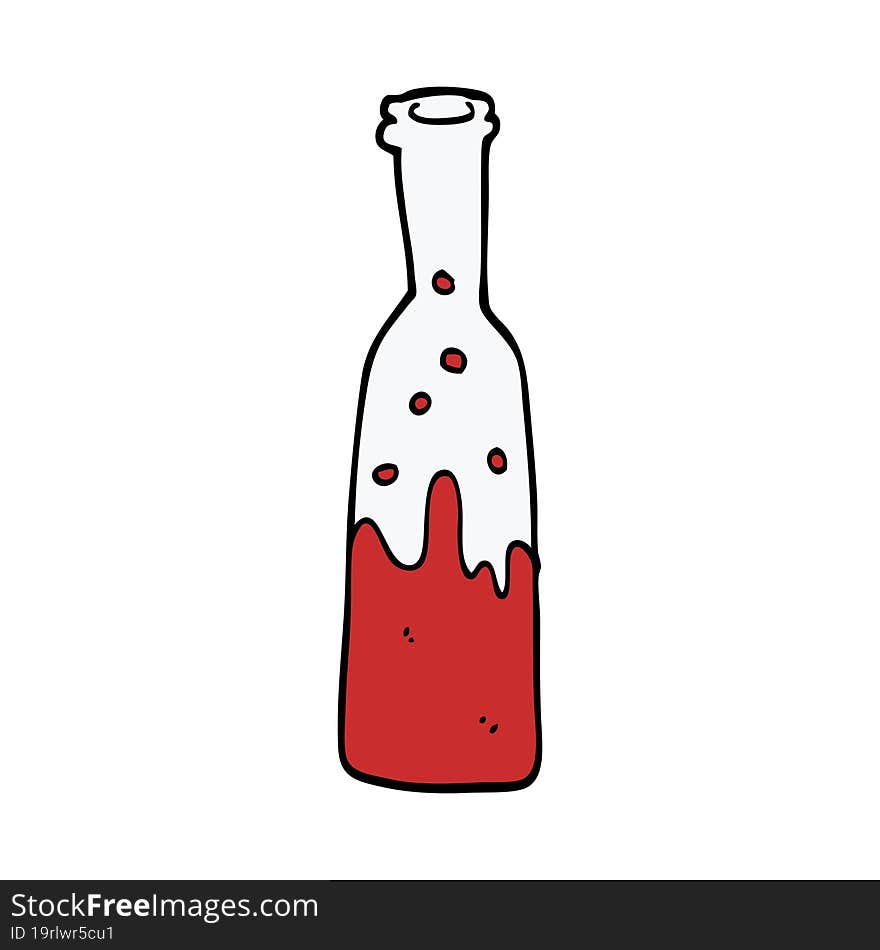 cartoon doodle bottle with sloshing wine