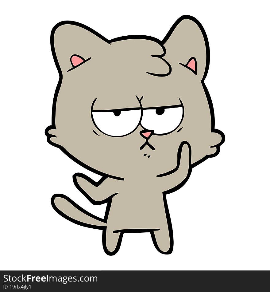 bored cartoon cat. bored cartoon cat