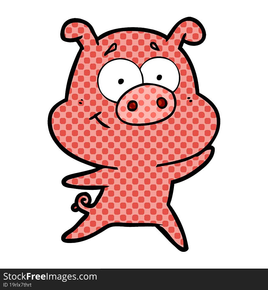 happy cartoon pig. happy cartoon pig