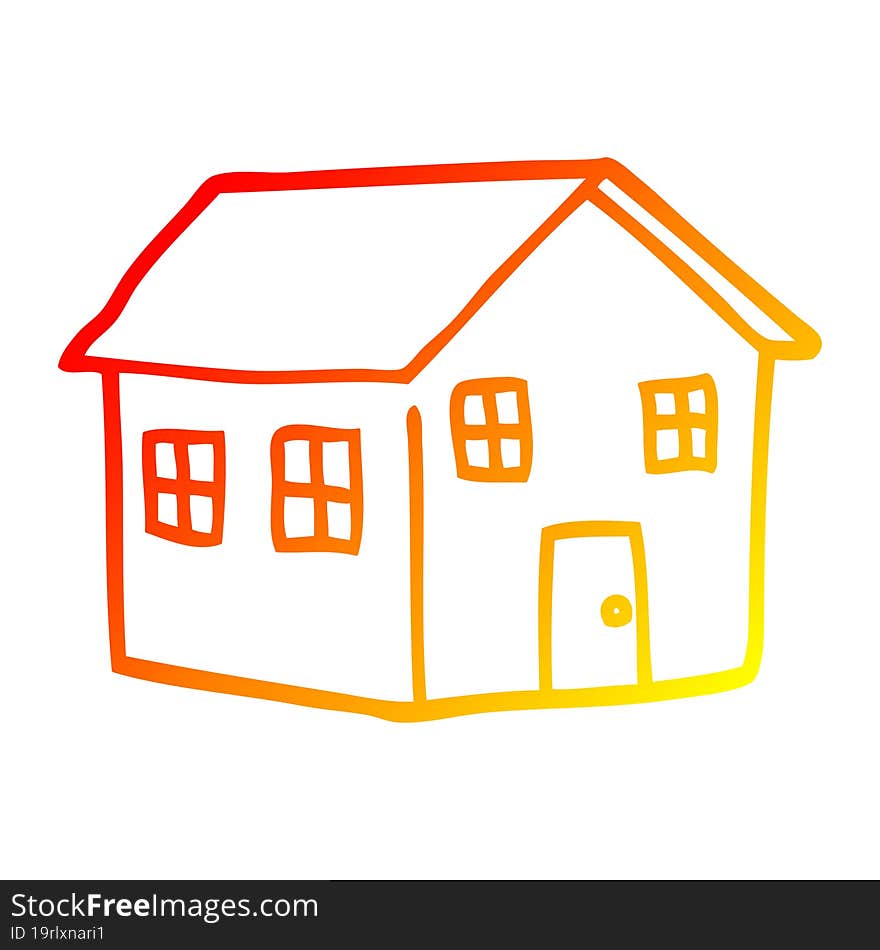 warm gradient line drawing cartoon house