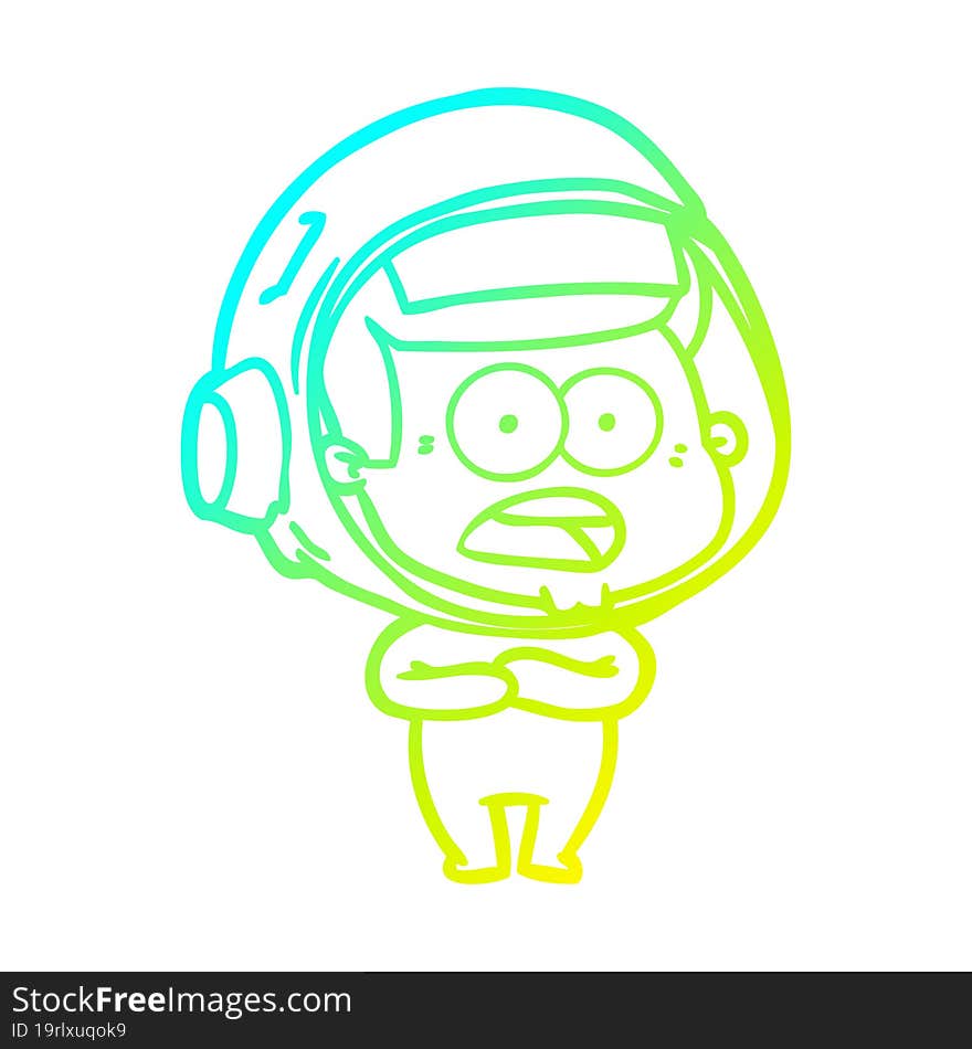 cold gradient line drawing cartoon surprised astronaut