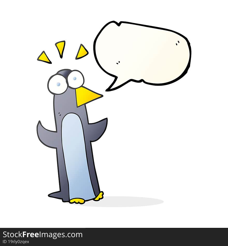 speech bubble cartoon surprised penguin