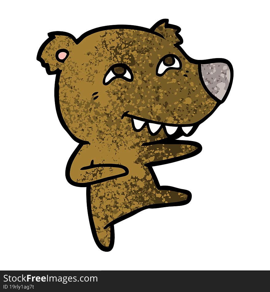 cartoon bear showing teeth while dancing. cartoon bear showing teeth while dancing