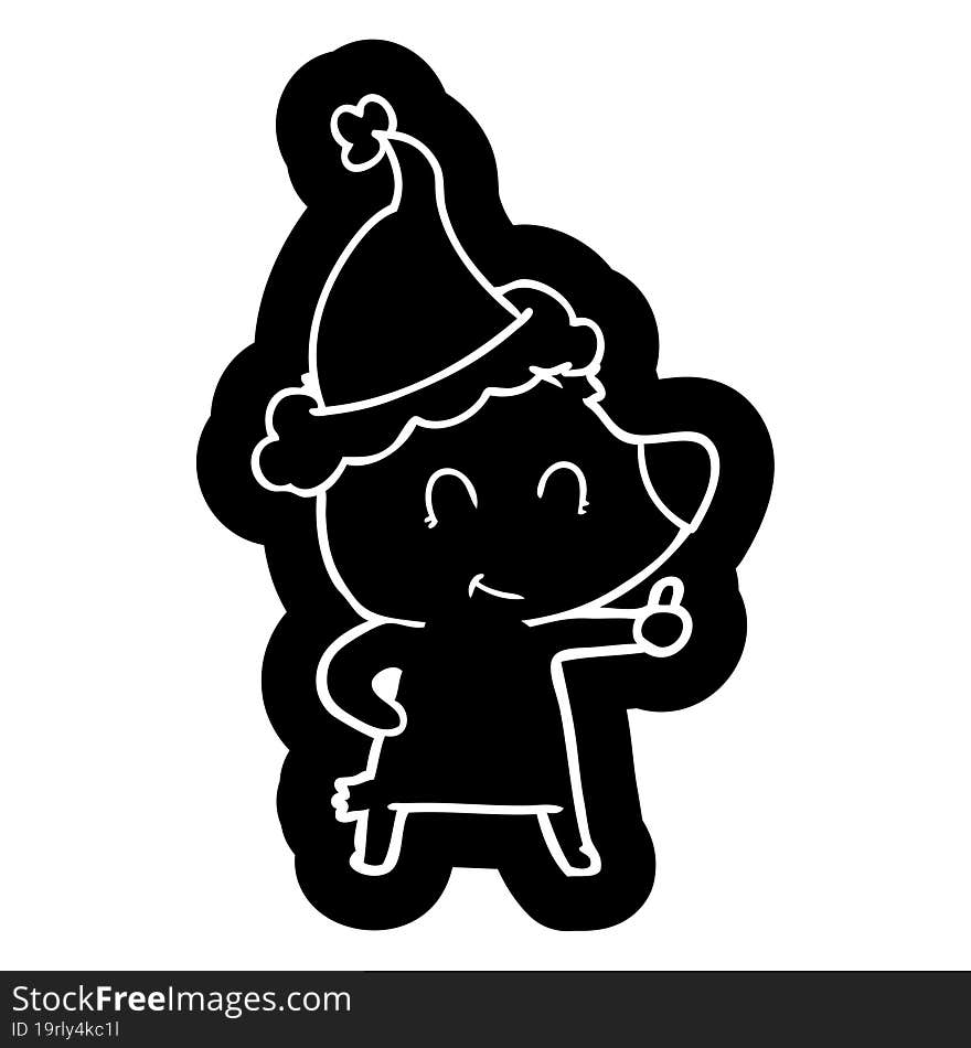 Female Bear Cartoon Icon Of A Wearing Santa Hat