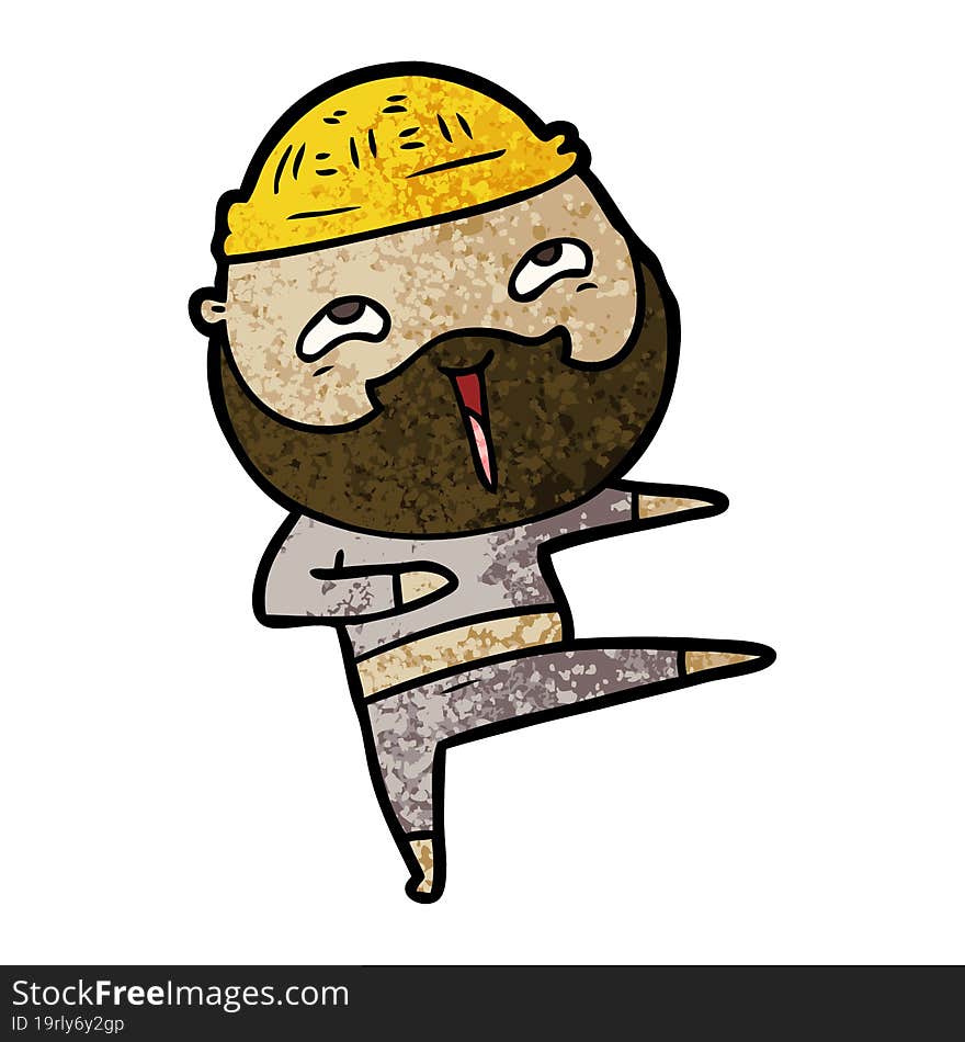 cartoon happy bearded man. cartoon happy bearded man