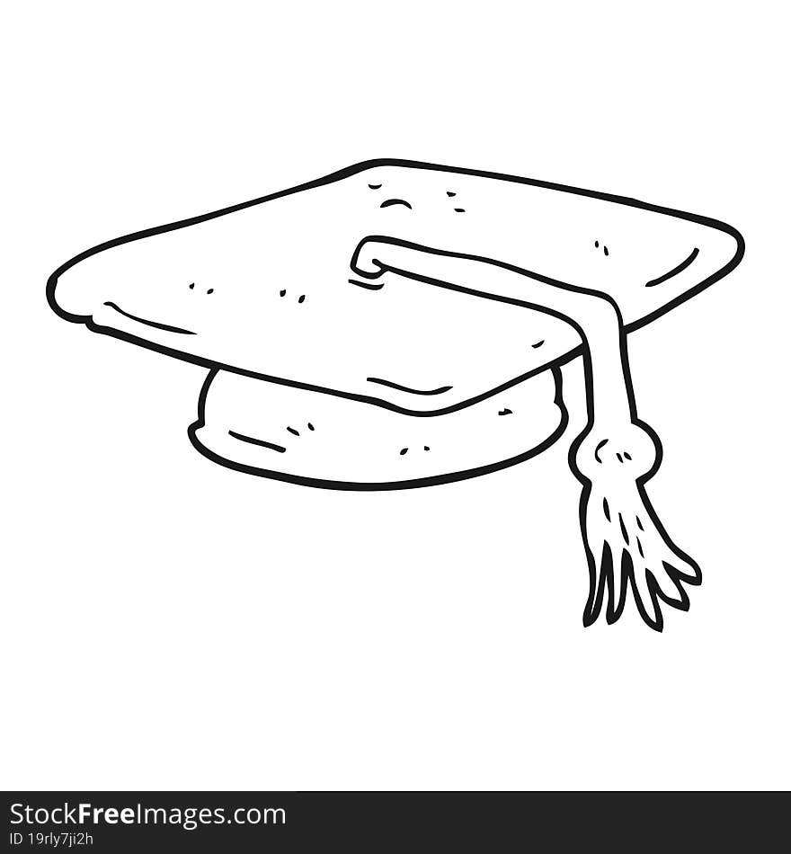 Black And White Cartoon Graduation Cap