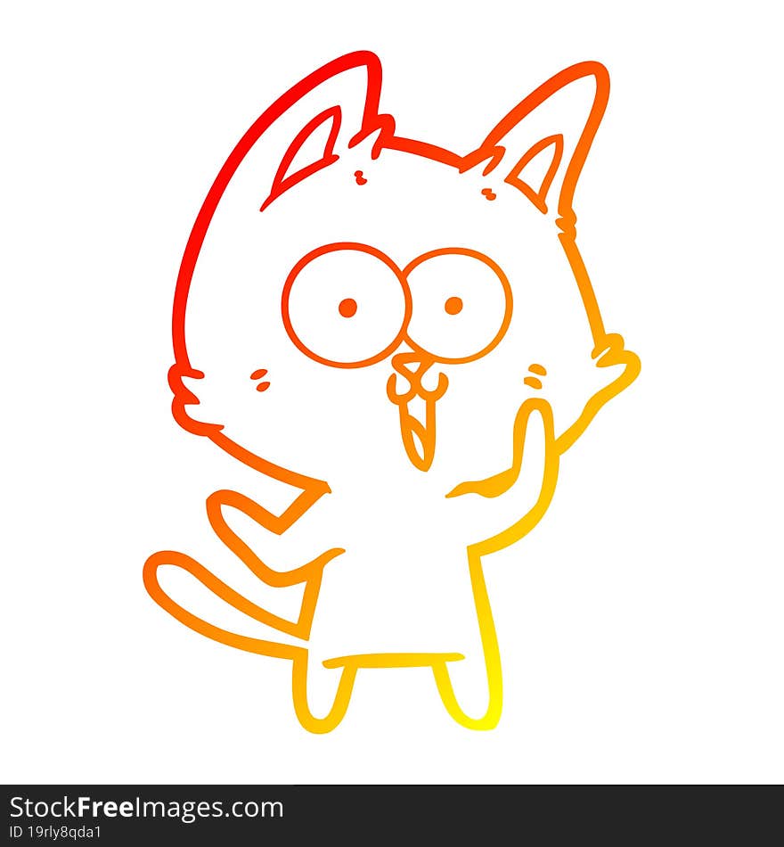 warm gradient line drawing funny cartoon cat