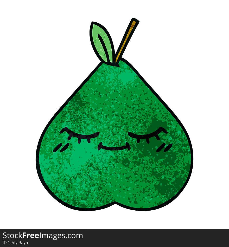 retro grunge texture cartoon of a pear