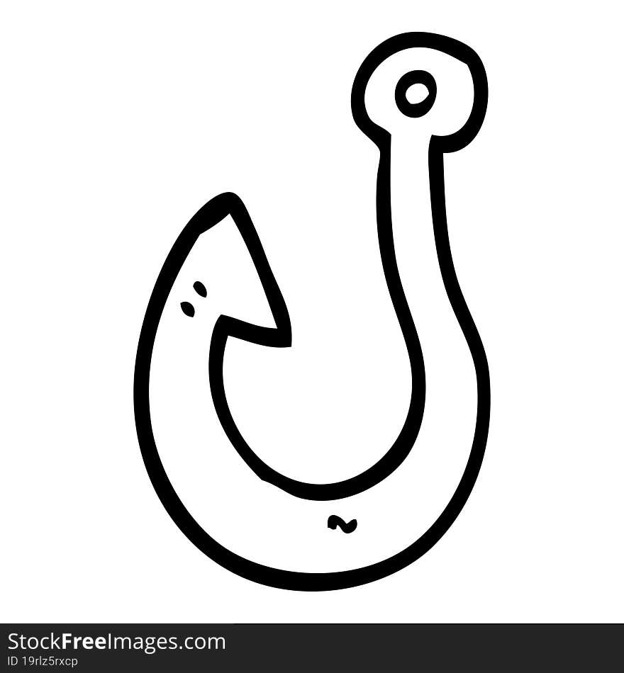 black and white cartoon fish hook