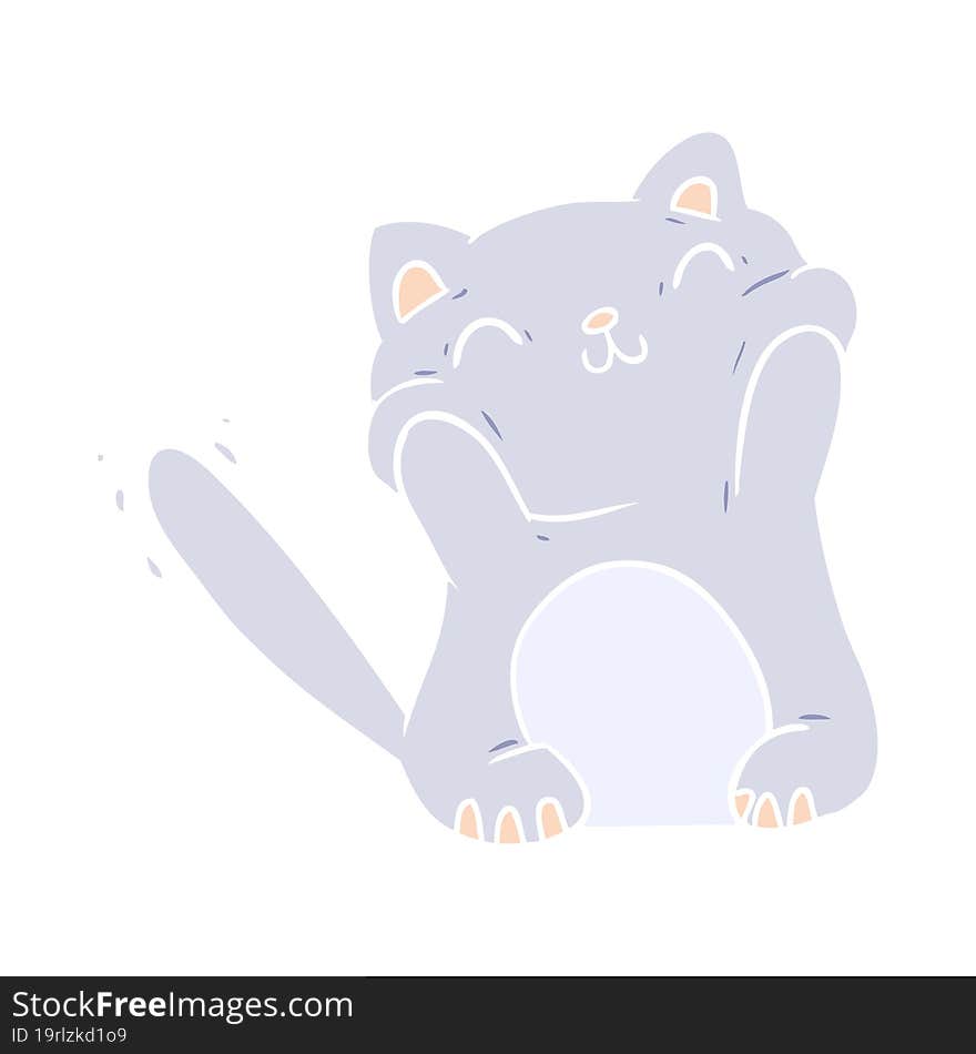 very happy cute flat color style cartoon cat