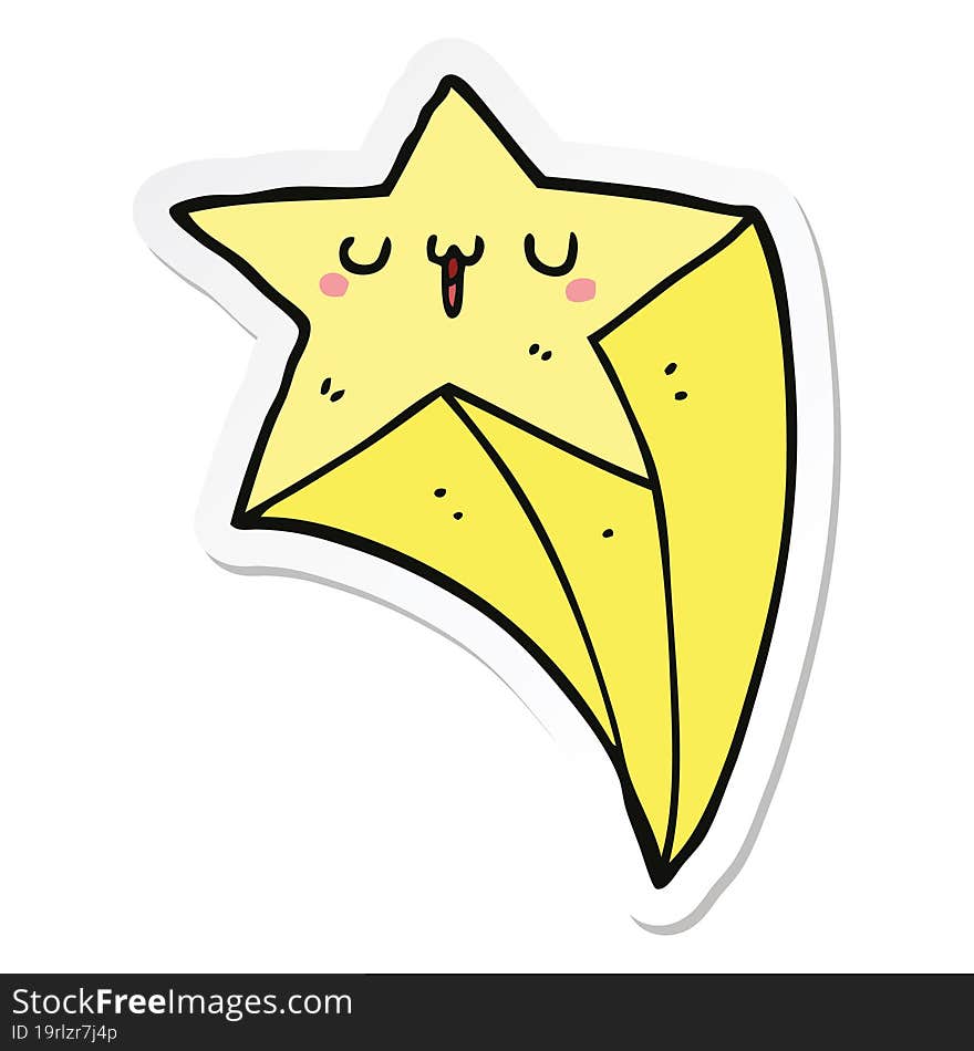 sticker of a cartoon shooting star