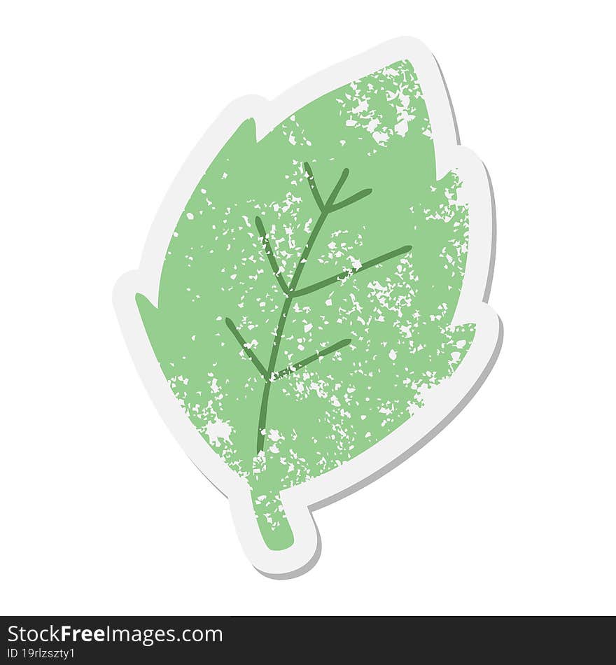 Simple Cartoon Leaf Grunge Sticker