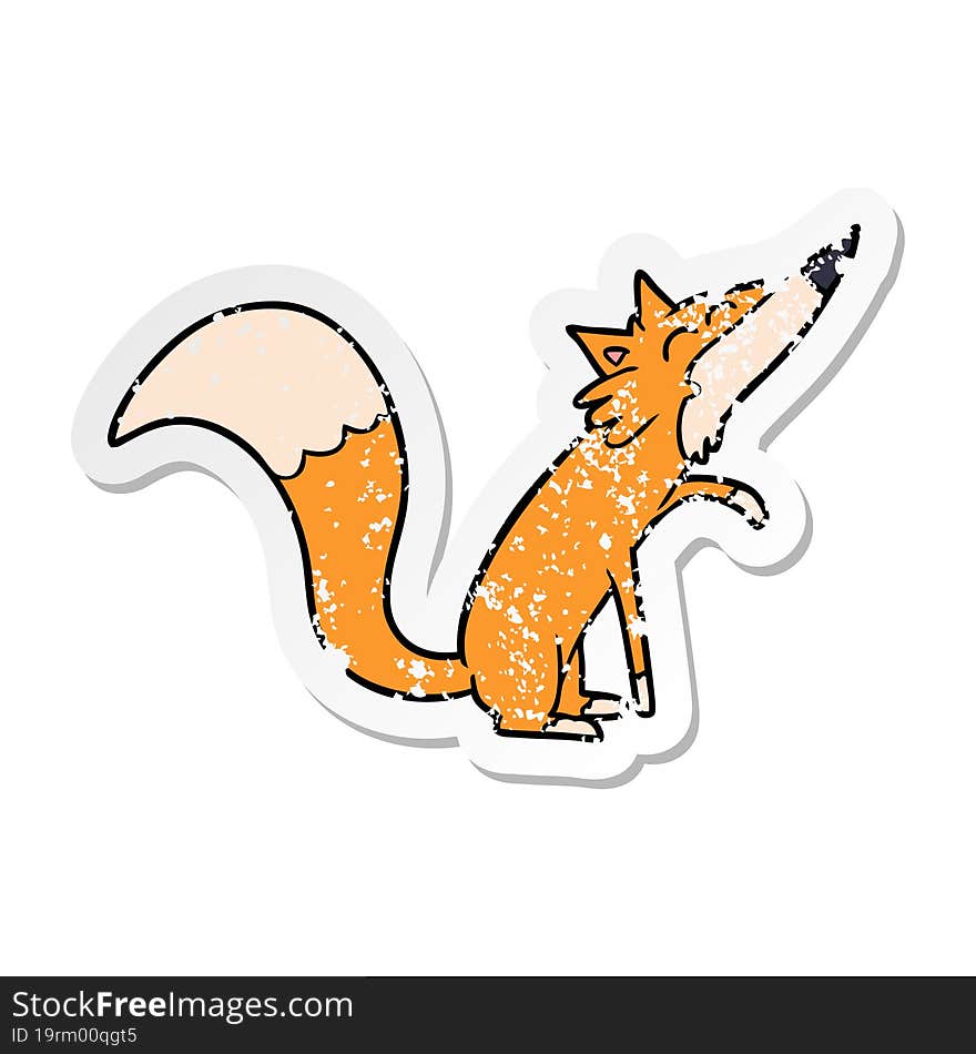 distressed sticker of a cartoon fox