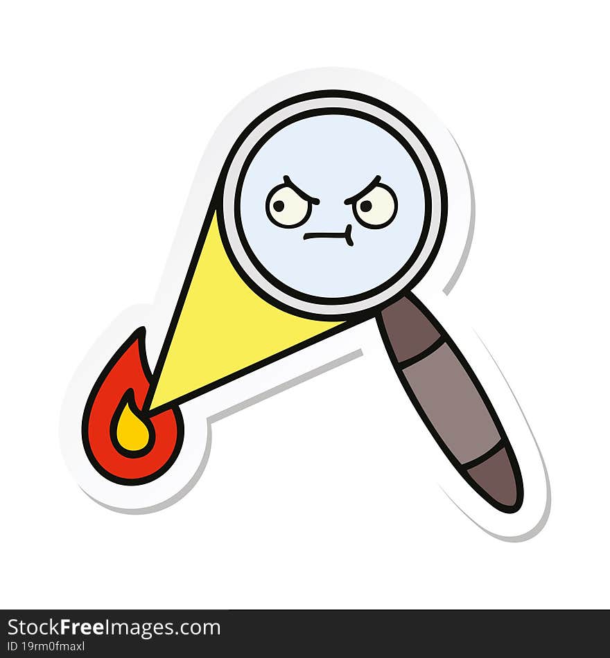 sticker of a cute cartoon magnifying glass