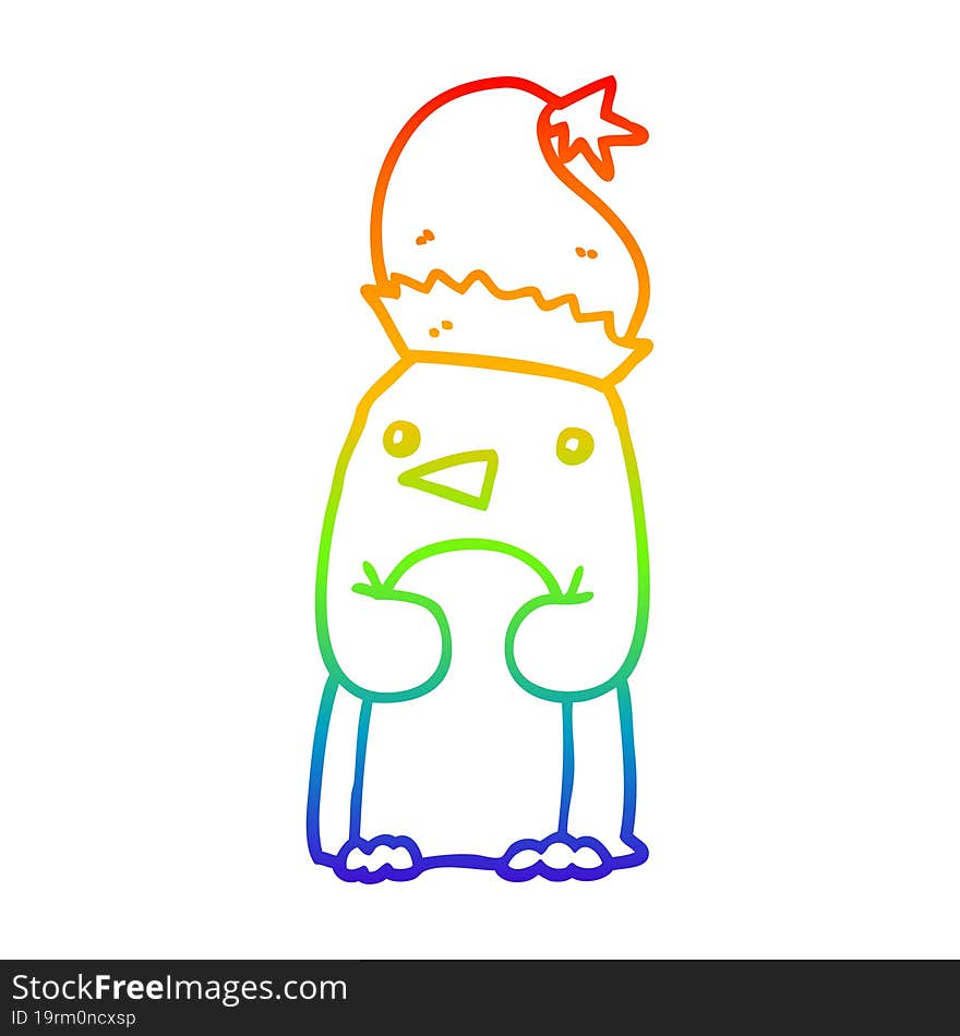 rainbow gradient line drawing cute christmas penguin