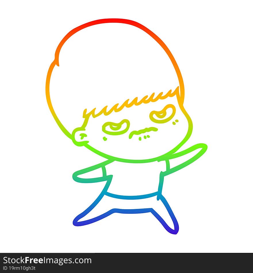 rainbow gradient line drawing cartoon angry boy