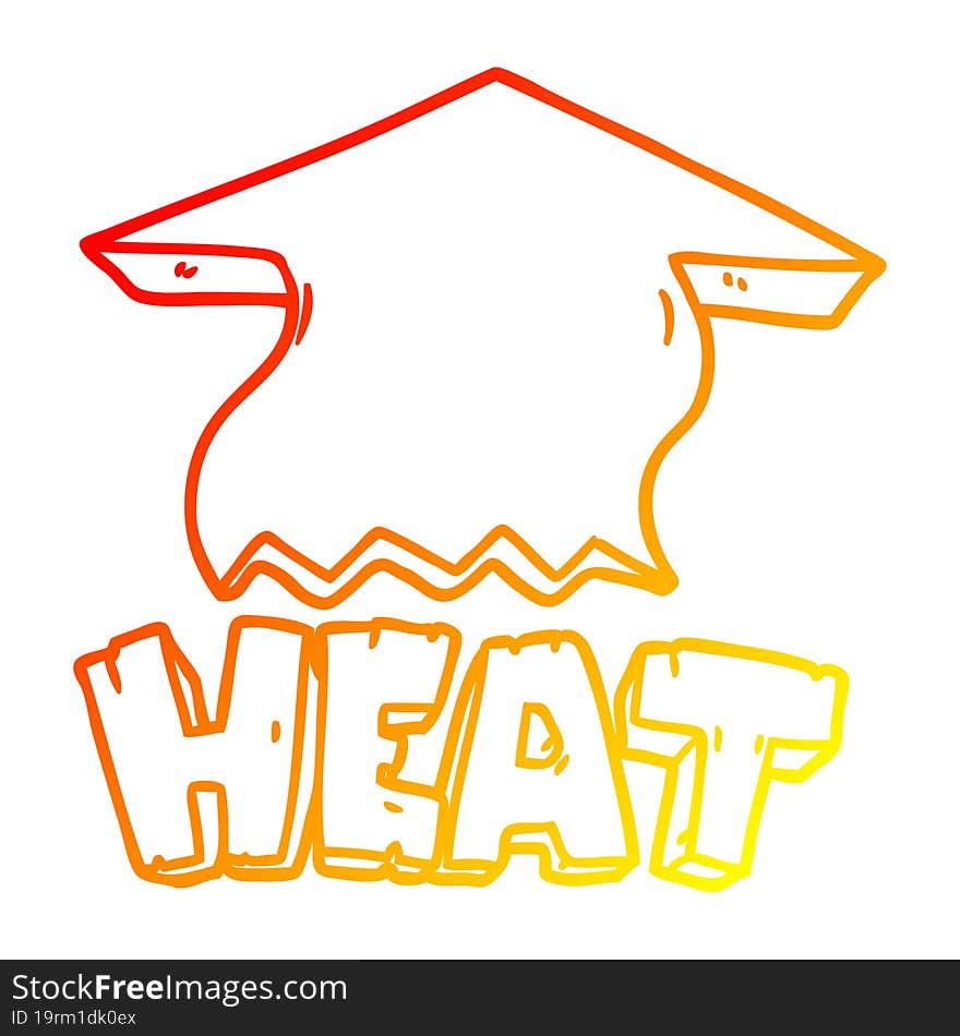 warm gradient line drawing cartoon heat symbol