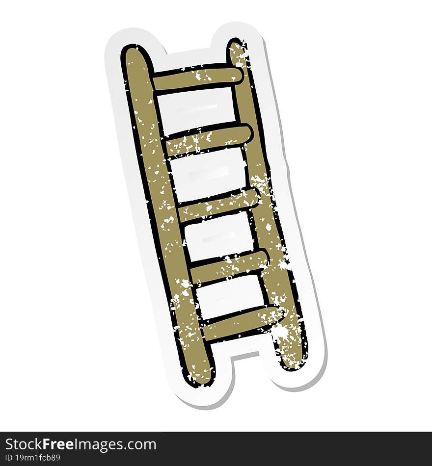 Distressed Sticker Of A Cartoon Ladder