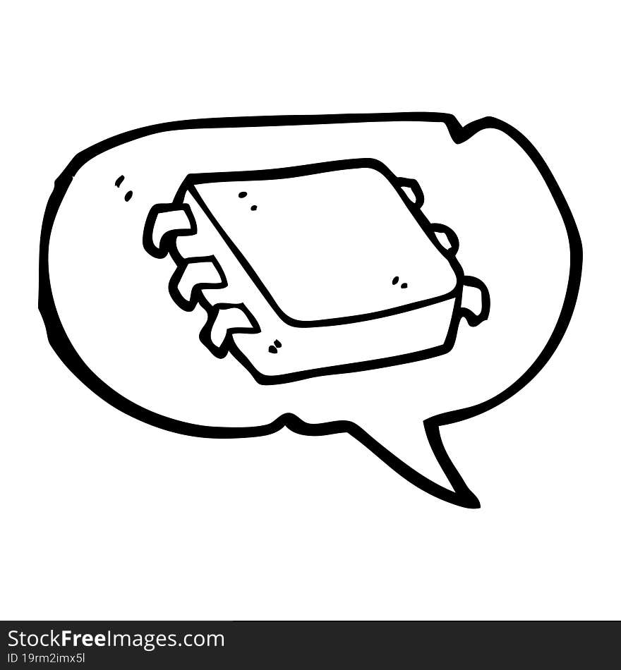 freehand drawn speech bubble cartoon computer chip