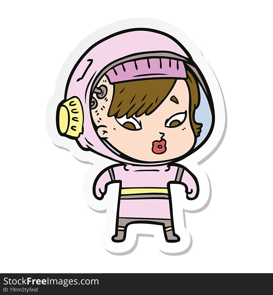 sticker of a cartoon astronaut woman