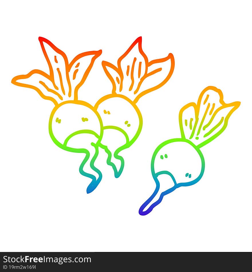 Rainbow Gradient Line Drawing Cartoon Healthy Radish