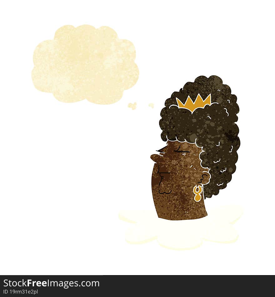 cartoon queen s head with thought bubble