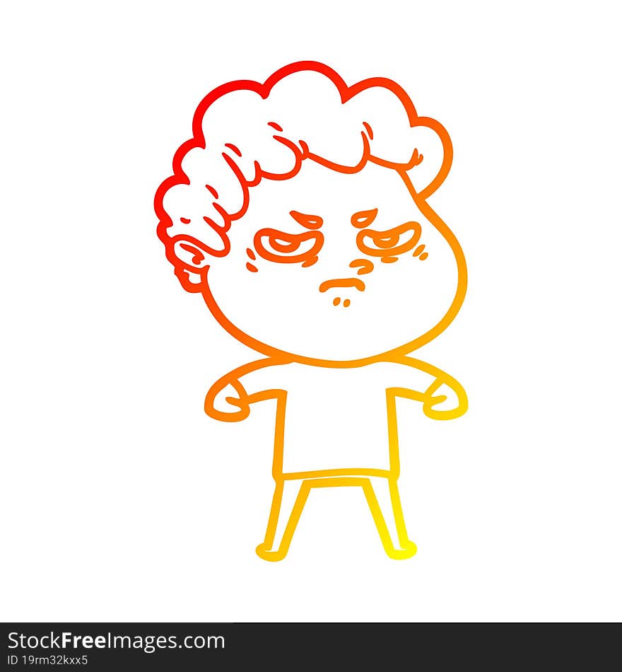 warm gradient line drawing cartoon angry man