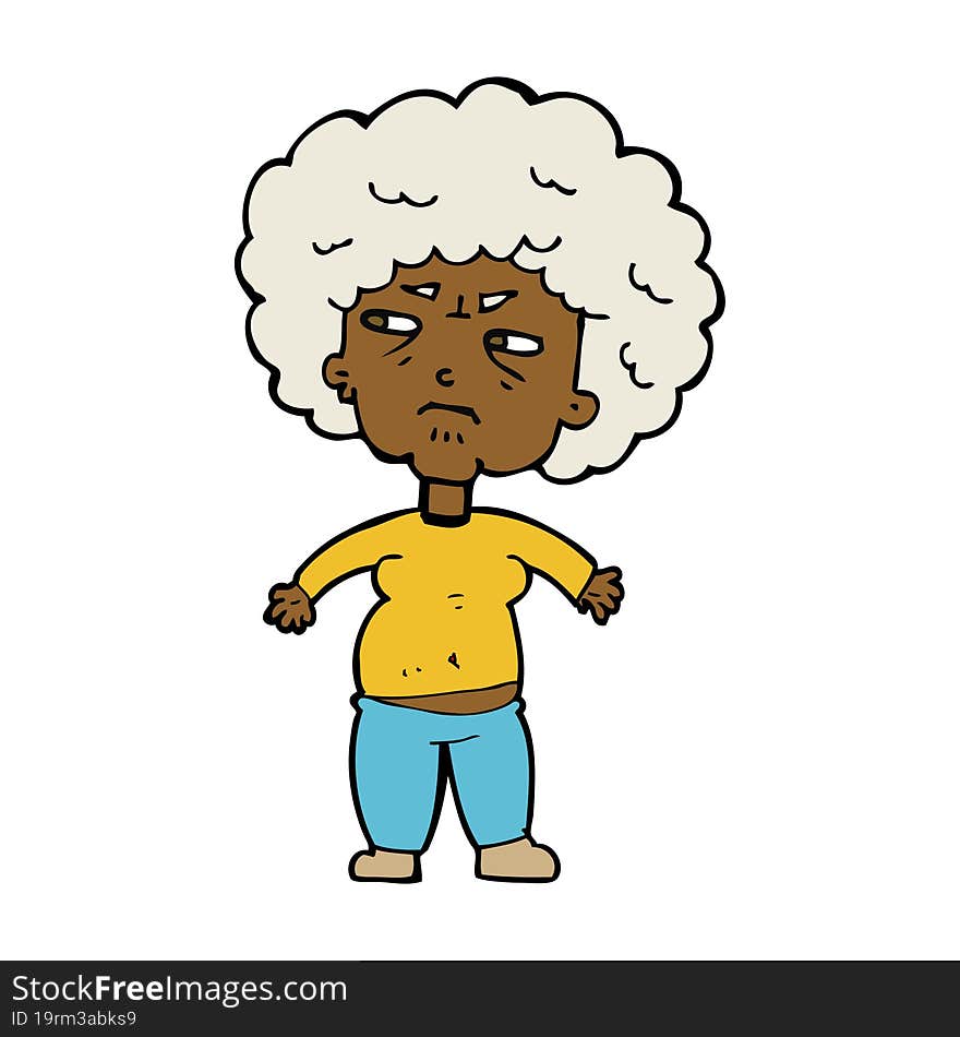 cartoon annoyed old woman