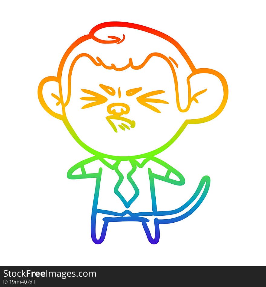 rainbow gradient line drawing cartoon annoyed monkey