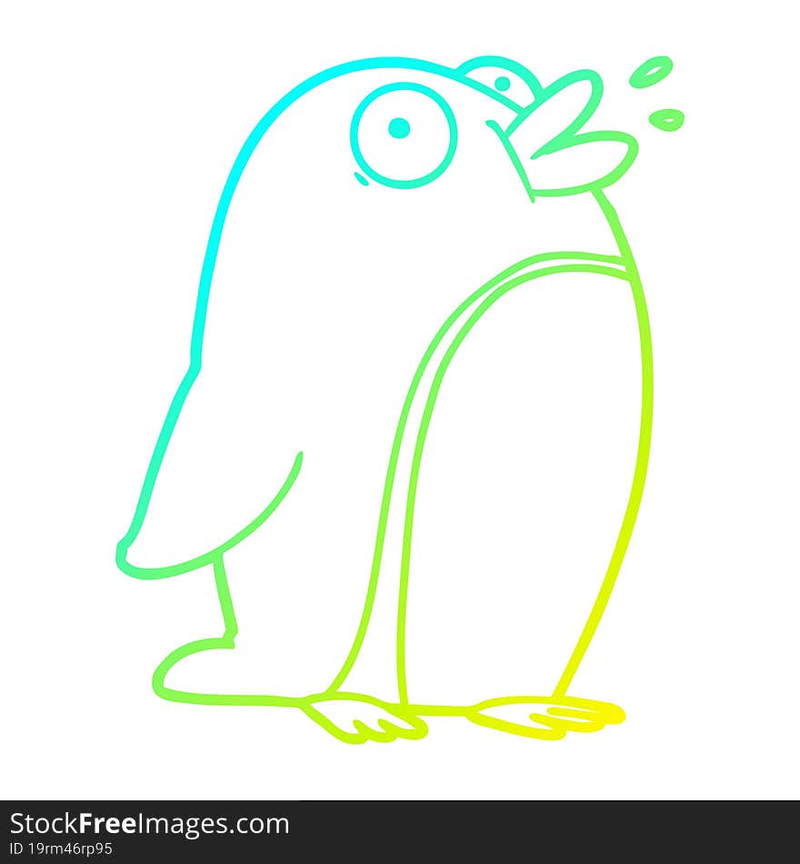 cold gradient line drawing cartoon penguin