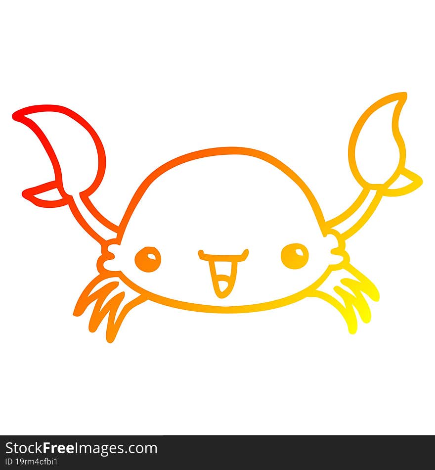 warm gradient line drawing cartoon crab