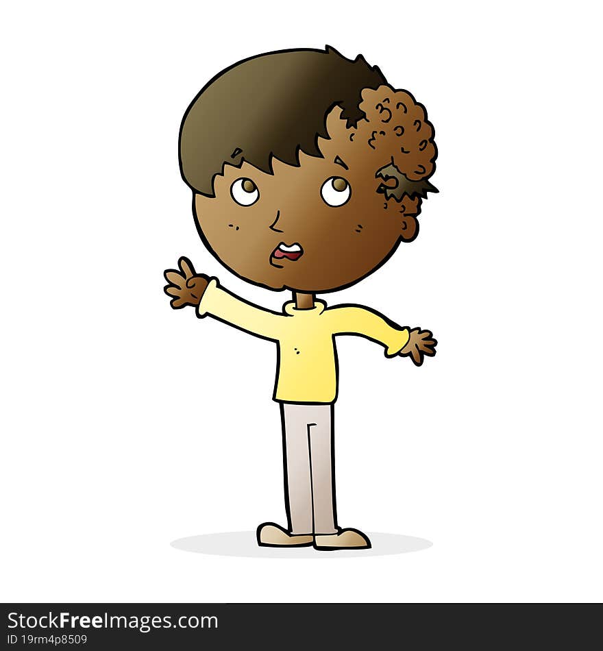 cartoon boy with growth on head