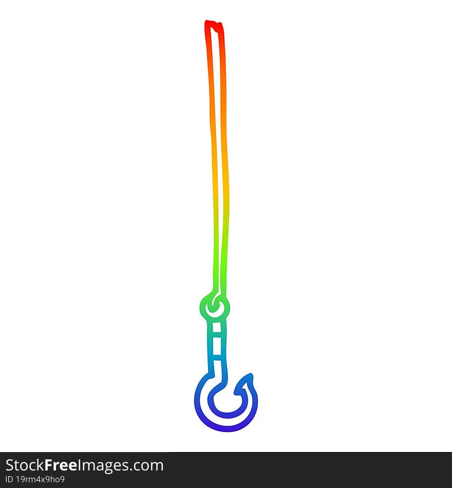 rainbow gradient line drawing cartoon fish hook